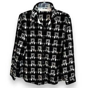 Lee Riders Women's Size 1X Long Sleeve Black/White Moose Check Knit Fleece Shirt